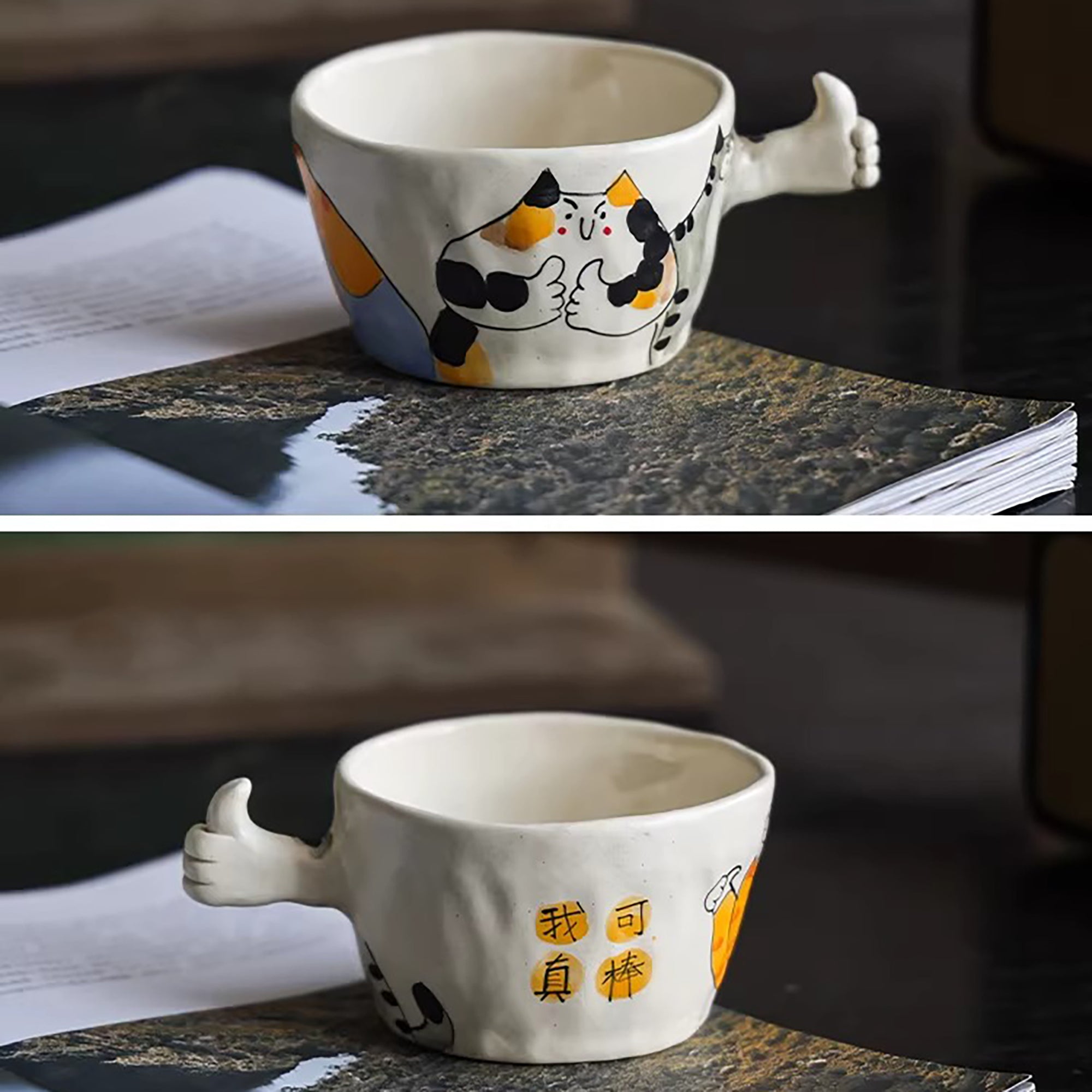 Mug créatif chat peint à la main