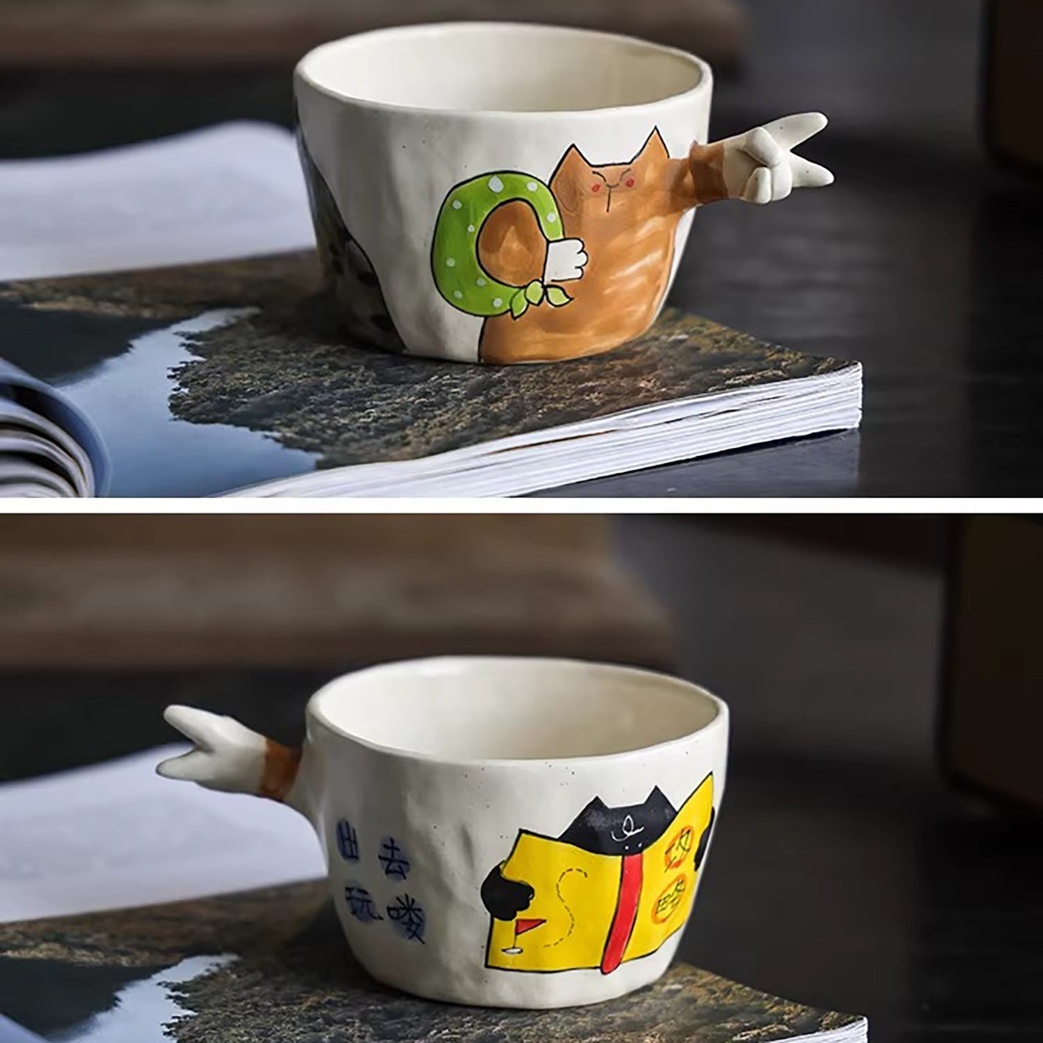 Mug créatif chat peint à la main