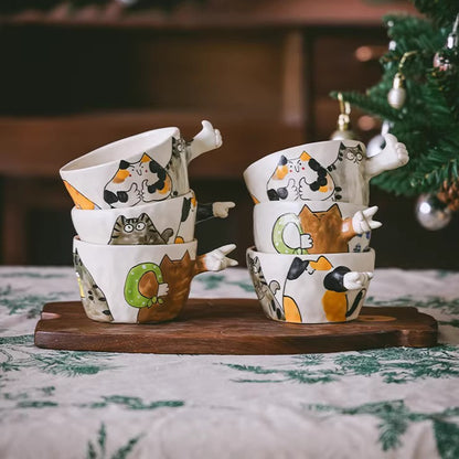 Mug créatif chat peint à la main