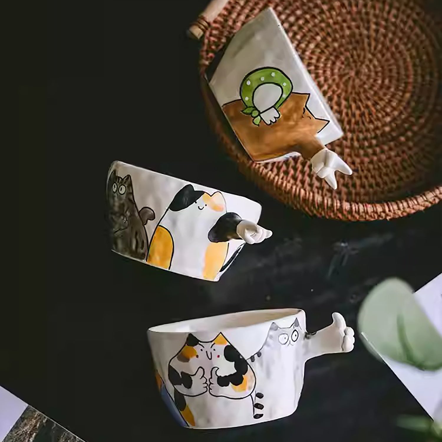 Mug créatif chat peint à la main