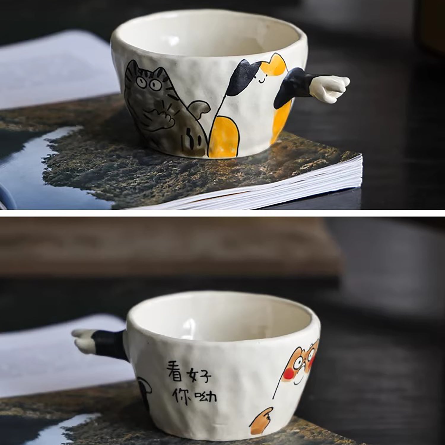 Mug créatif chat peint à la main