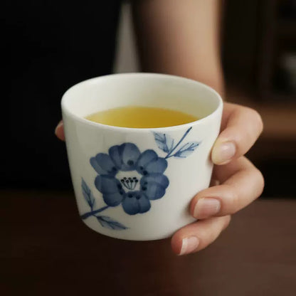 Tasse Minoyaki Hamatou Shirokage à motifs indigo