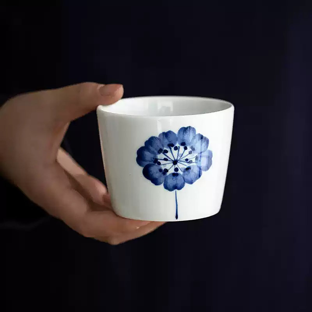 Tasse Minoyaki Hamatou Shirokage à motifs indigo