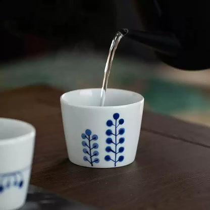 Tasse Minoyaki Hamatou Shirokage à motifs indigo