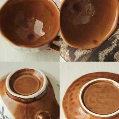 Tasse à café en céramique à motifs de colombes