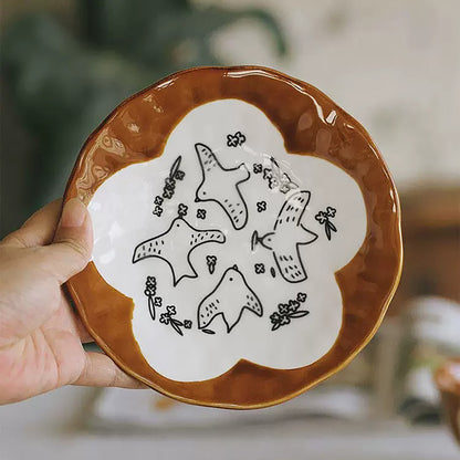 Tasse à café en céramique à motifs de colombes