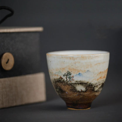 Tasse maître en porcelaine Jingdezhen décor feu nuage peinte à la main