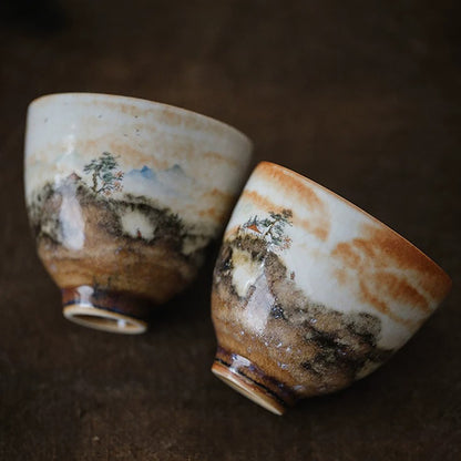 Tasse maître en porcelaine Jingdezhen décor feu nuage peinte à la main