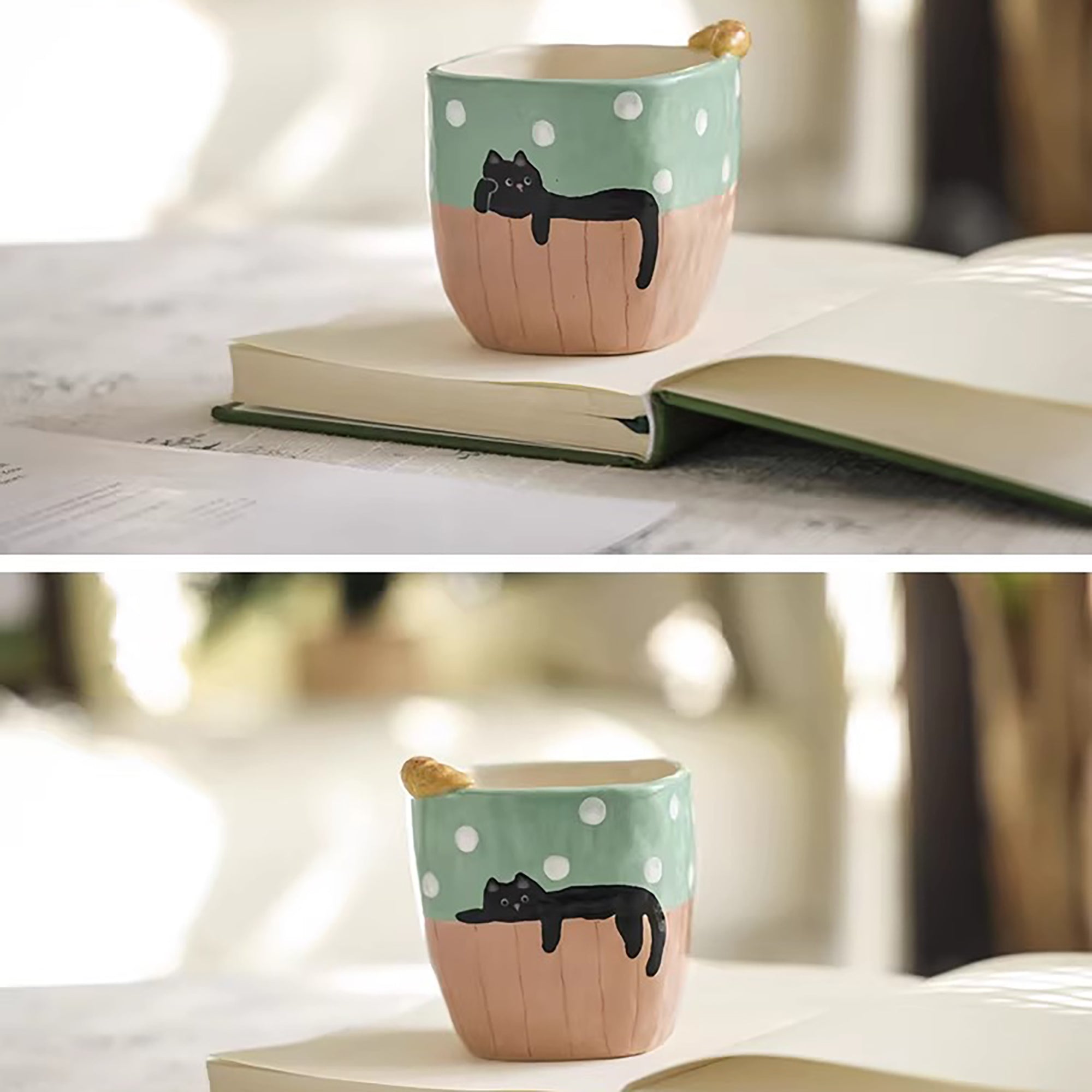 Tasse à café artisanale avec décor pain en relief