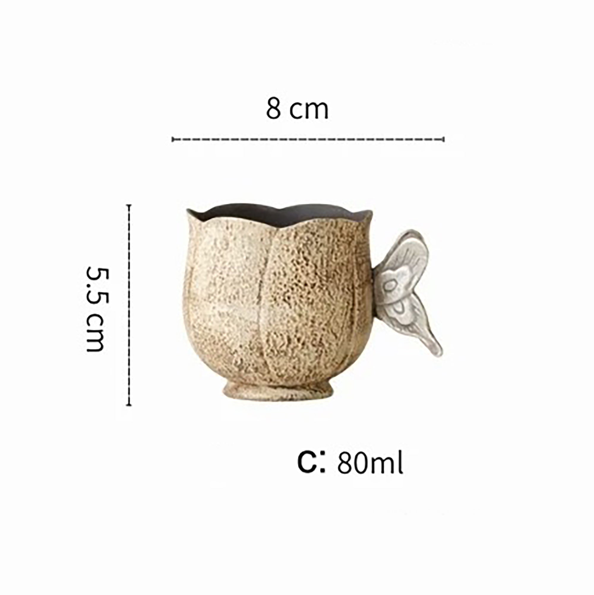 Tasse à thé motif pierre avec anse papillon