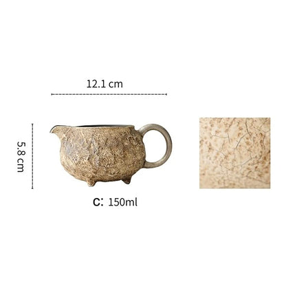 Tasse à partager Kohiki effet pierre à trois pieds avec anse argentée