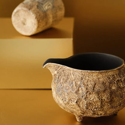 Tasse à partager Kohiki effet pierre à trois pieds avec anse argentée