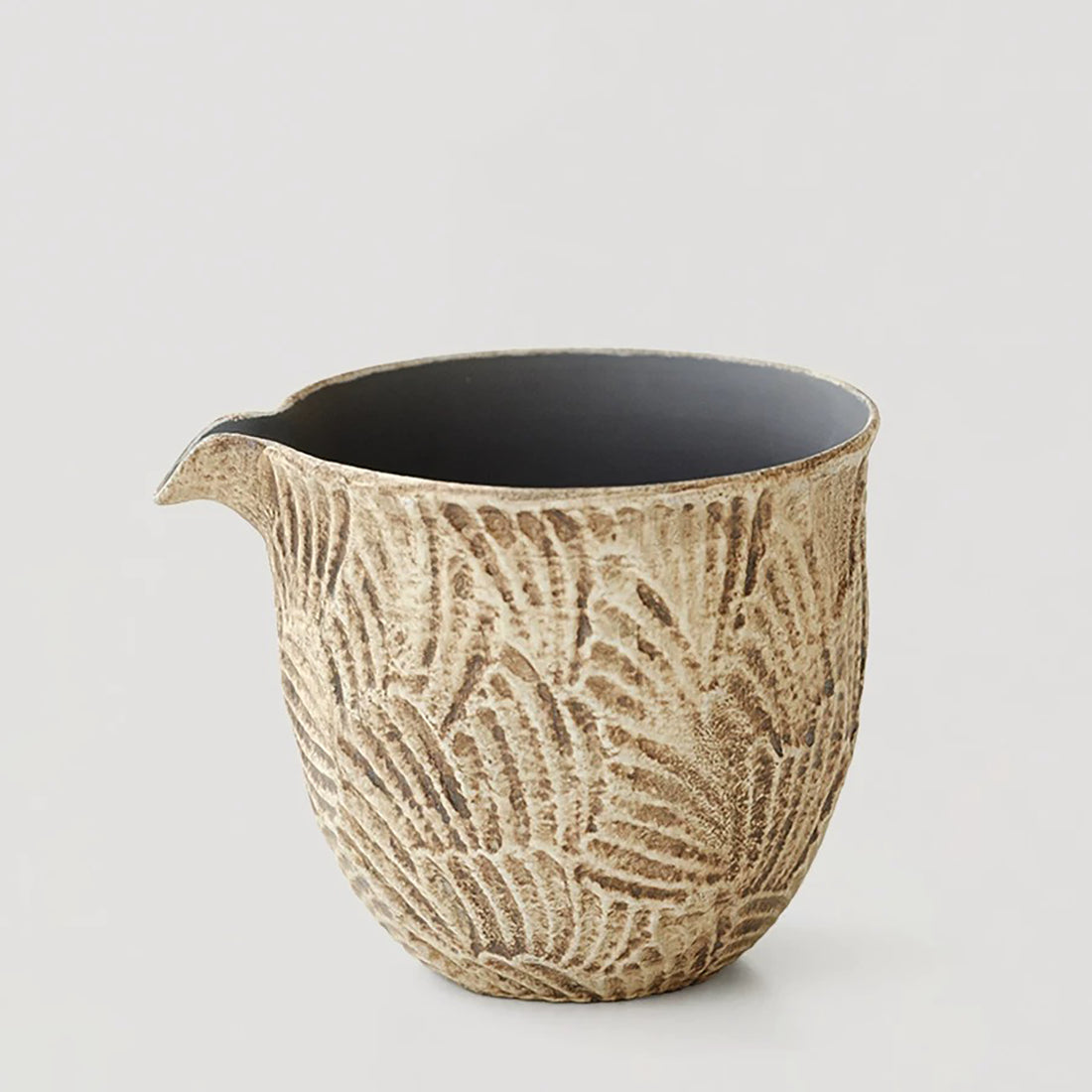Tasse à partager effet pierre Kohiki à motif plume sculpté main