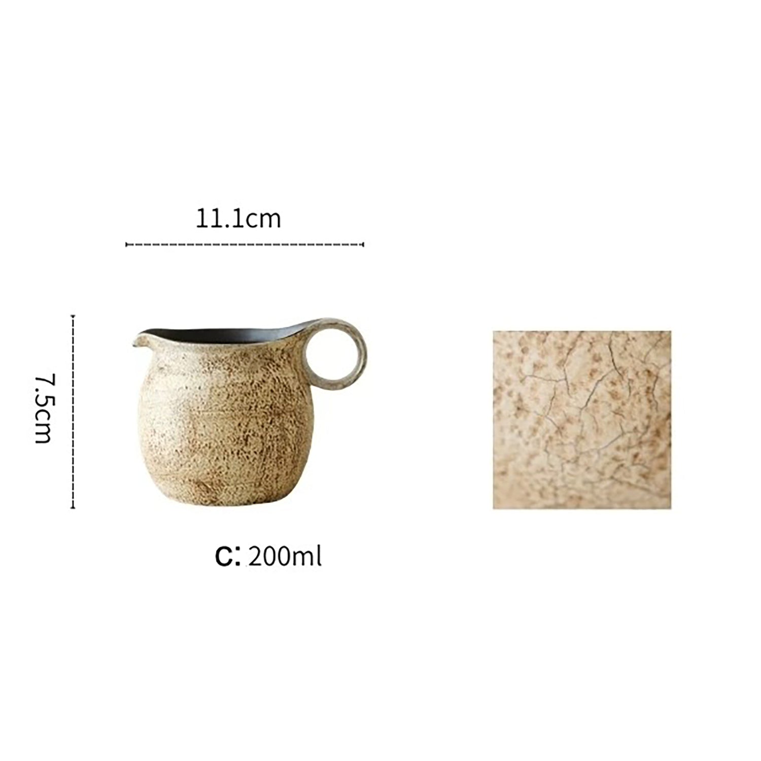 Tasse à partager en céramique avec effet pierre détails argentés