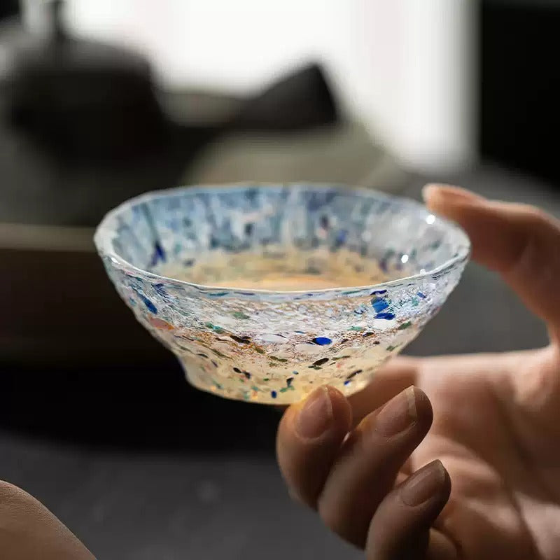 Tasse en verre Mizuno Glass motif givre nuit
