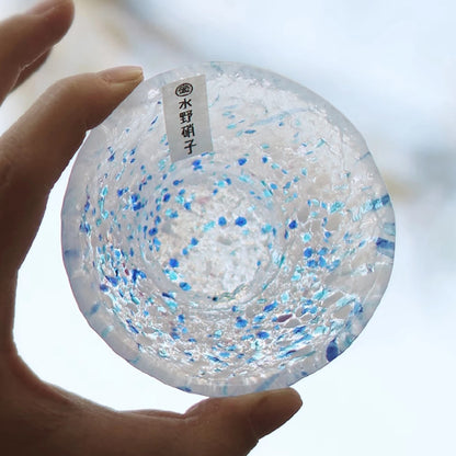 Tasse en verre Mizuno Glass motif givre nuit