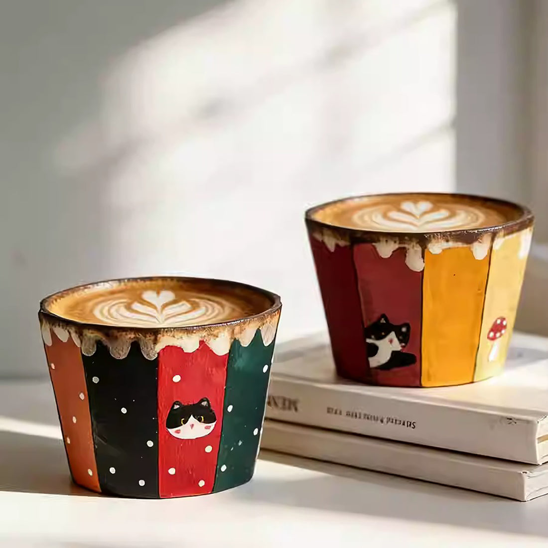 Tasse à café vintage en argile violette peinte à la main