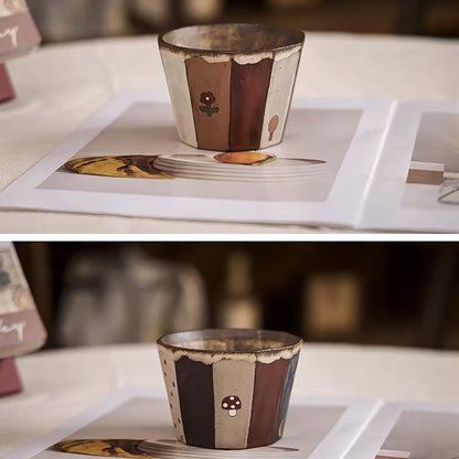 Tasse à café vintage en argile violette peinte à la main