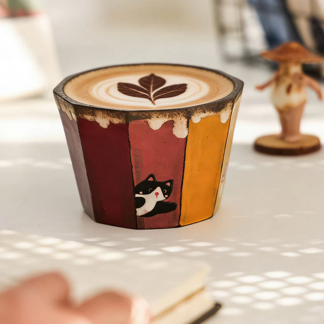 Tasse à café vintage en argile violette peinte à la main