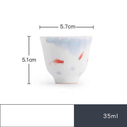 Tasse à thé en porcelaine RU avec motif de poisson bonheur