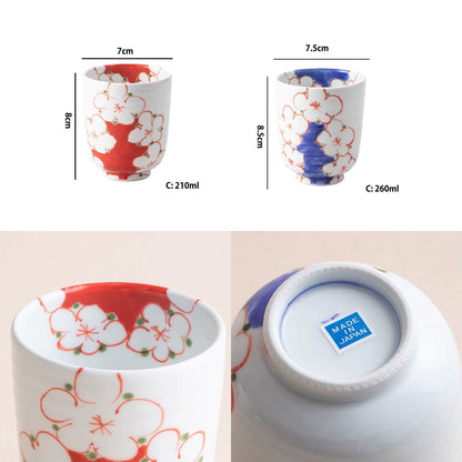 Tasses à thé Sakura en porcelaine Mino-yaki.