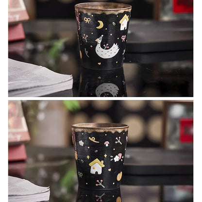 Tasse en céramique argile violette série Nuit &amp; Oiseau blanc