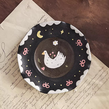 Tasse en céramique argile violette série Nuit &amp; Oiseau blanc
