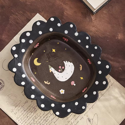 Tasse en céramique argile violette série Nuit &amp; Oiseau blanc