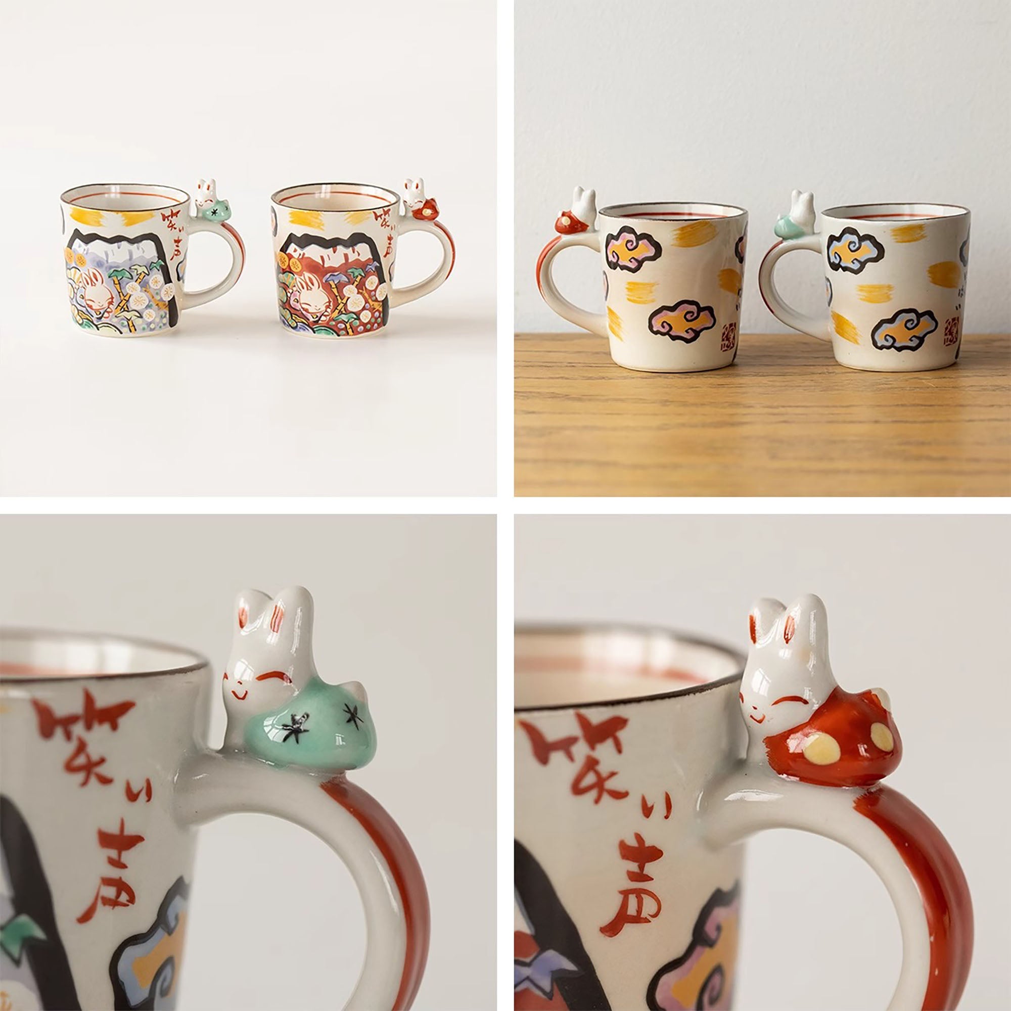 Mug en céramique Arita-yaki avec Mont Fuji lapin