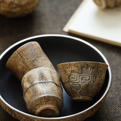 Tasse à thé Kohiki effet pierre avec décor argenté