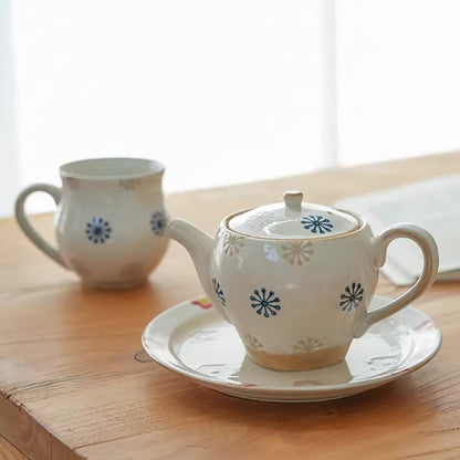 Théière artisanale Hasami-yaki motif fleur