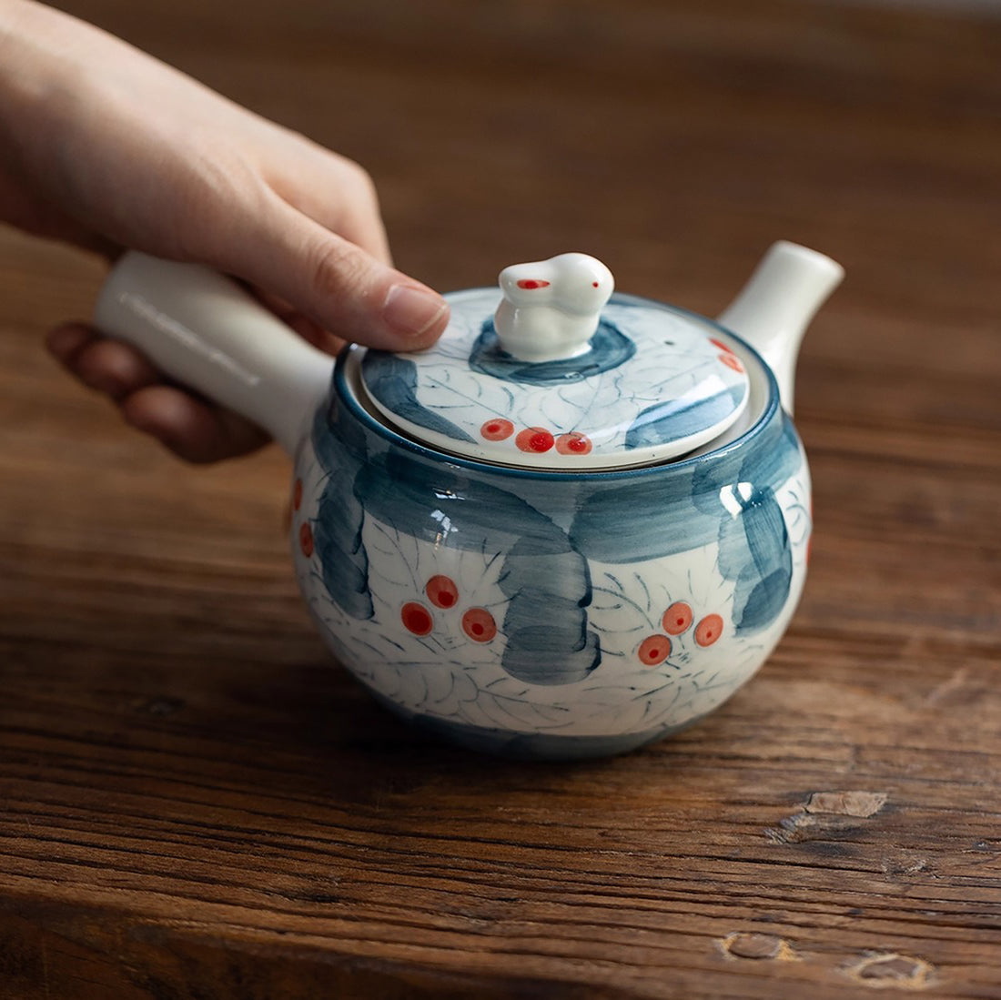 Théière artisanale Arita-yaki avec anse latérale