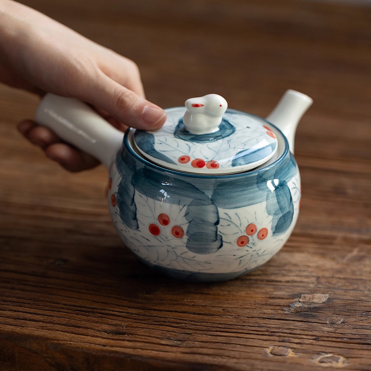 Théière artisanale Arita-yaki avec anse latérale