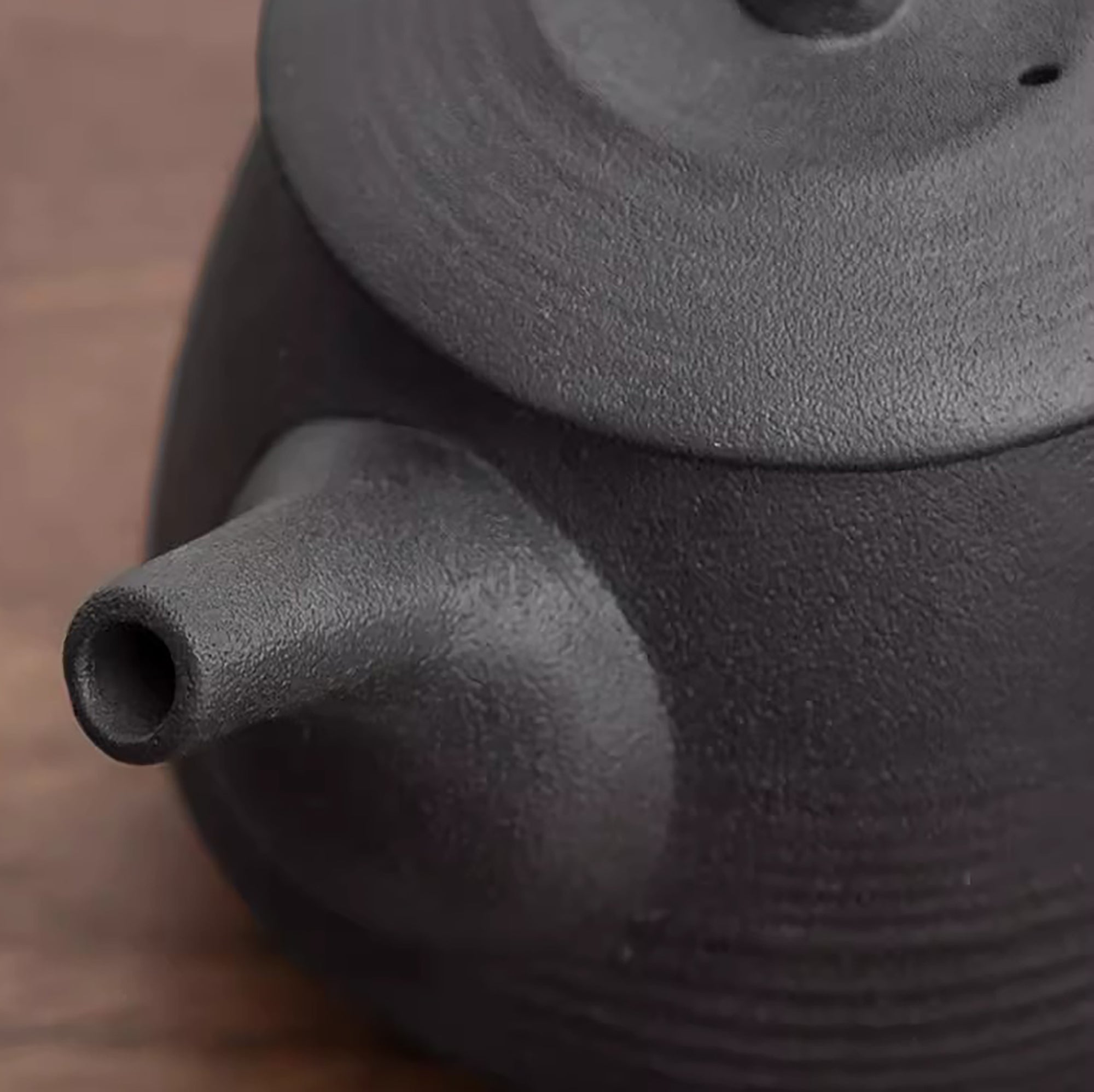 Théière et réchaud en céramique émail noir pierre