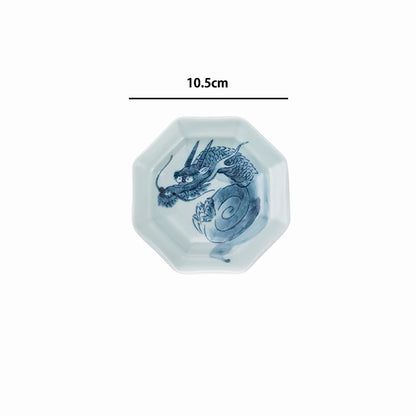 Tasse à thé Gakō-gama motif dragon bleu