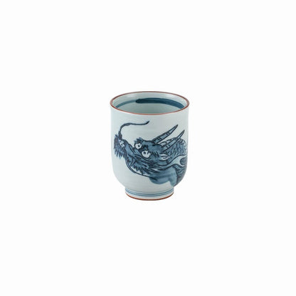 Tasse à thé Gakō-gama motif dragon bleu