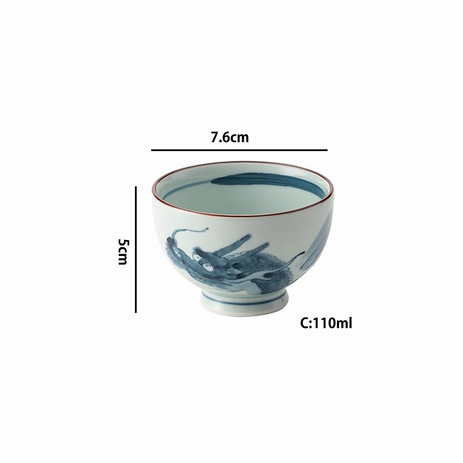 Service à thé Gakō-gama motif dragon bleu