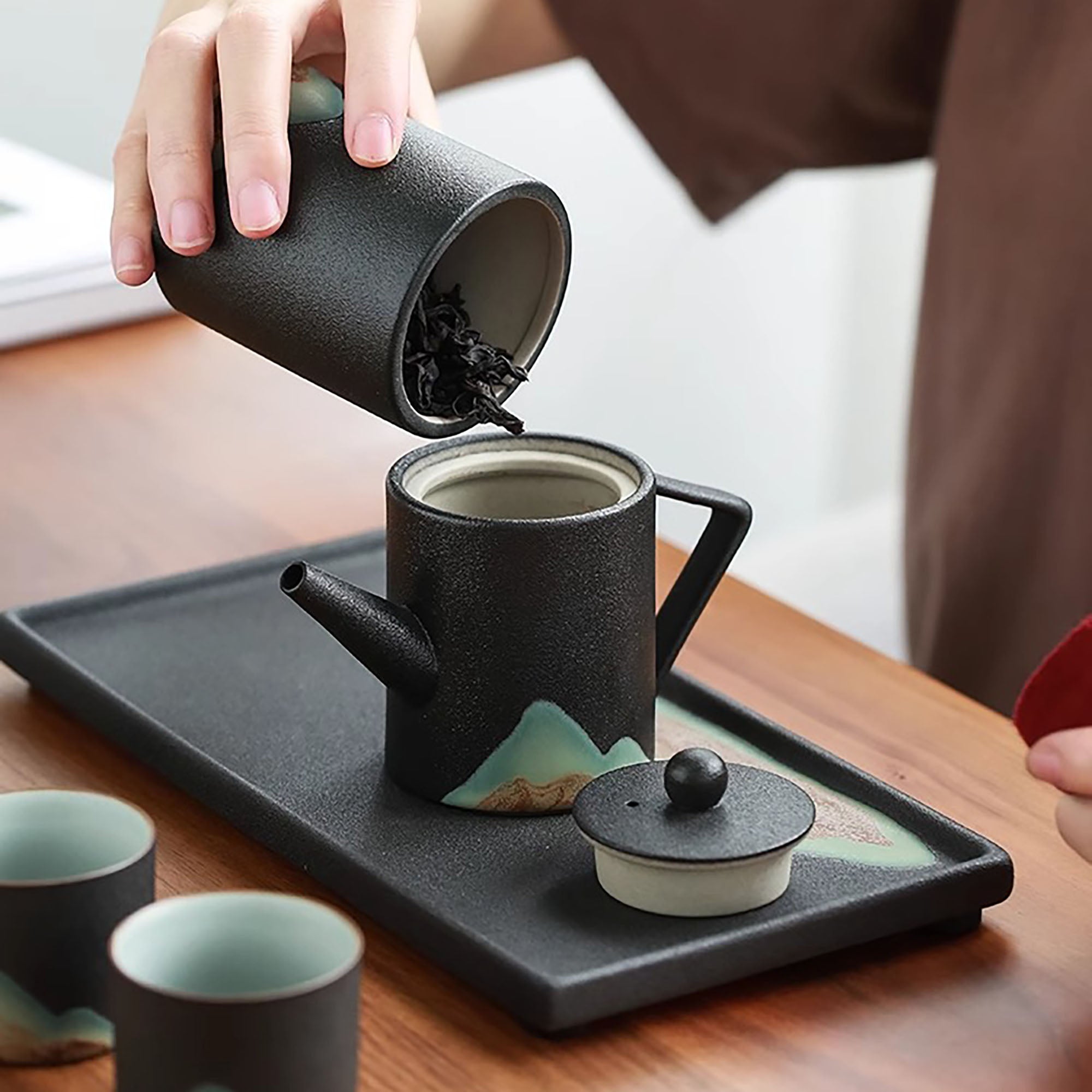 Théière Gongfu en céramique de style japonais minimaliste