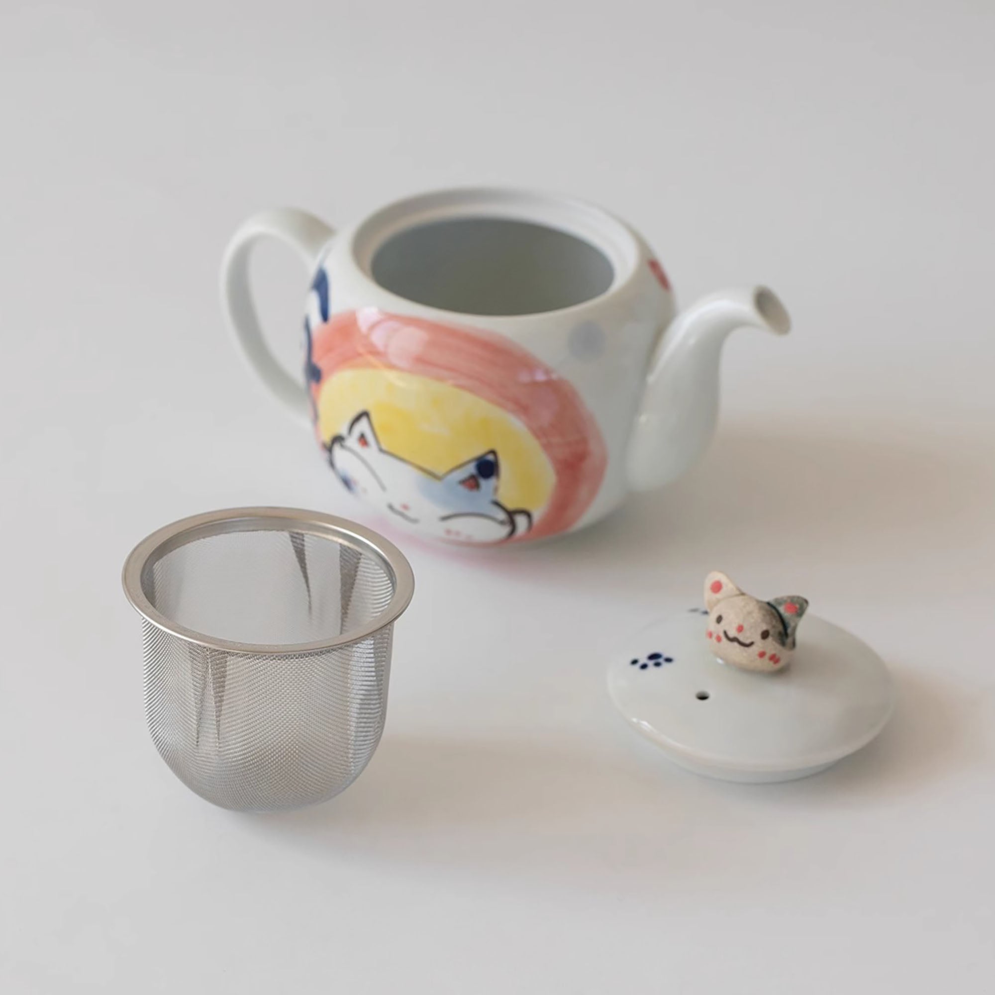 Service à thé en porcelaine Arita avec motif de chat mignon