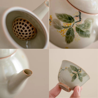 Théière en porcelaine faite à la main avec Motif osmanthus