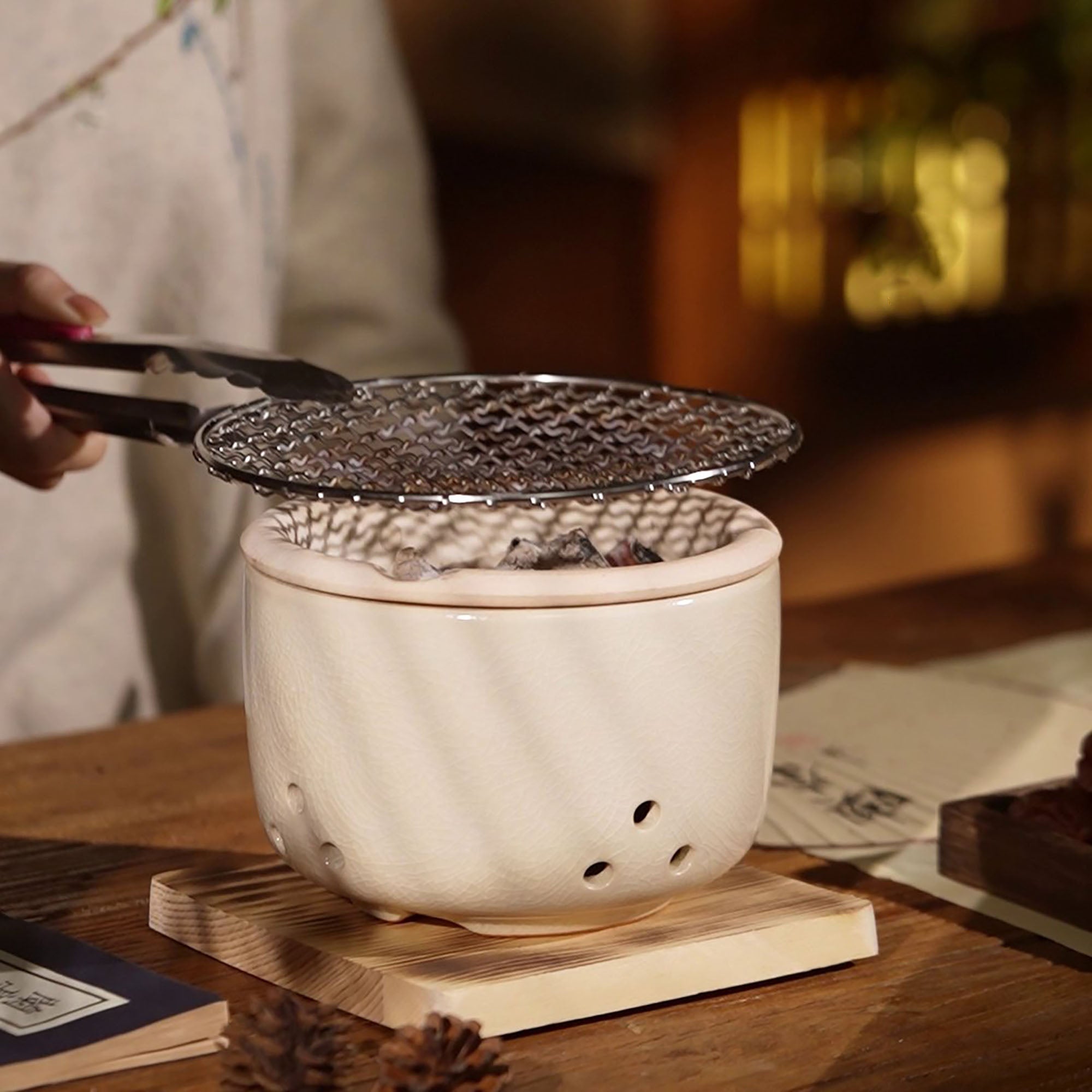 Réchaud à thé artisanal en céramique de Jingdezhen