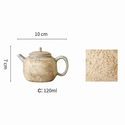 Théière Kohiki effet pierre avec anse forme bambou argentée