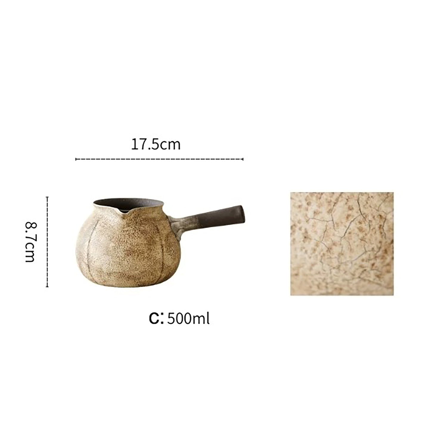 Théière latérale en céramique effet pierre finition argentée