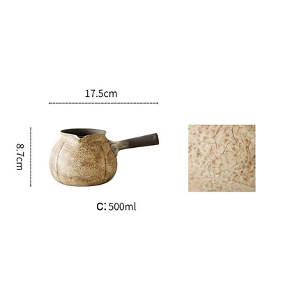 Théière latérale en céramique effet pierre finition argentée