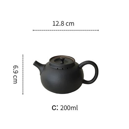 Théière en grès noir mat