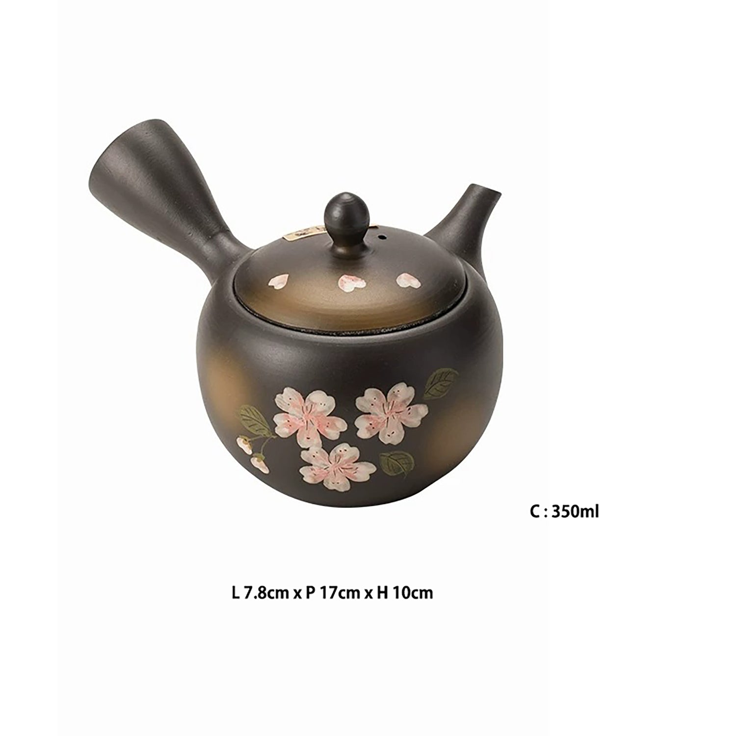Théière kyusu latérale Tokoname-yaki décor sakura rose