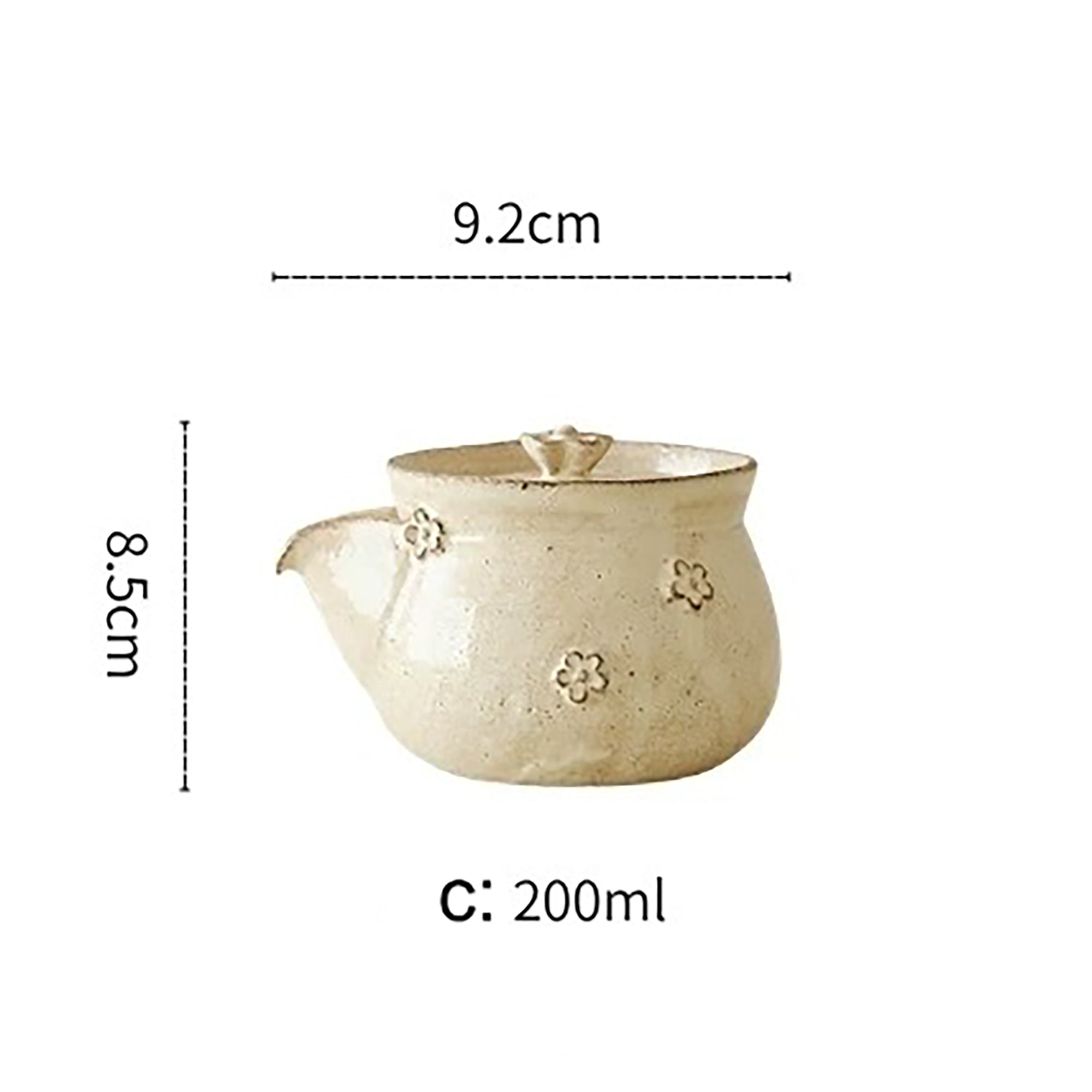 Théière artisanale en céramique style Kohiki avec fleurs en relief