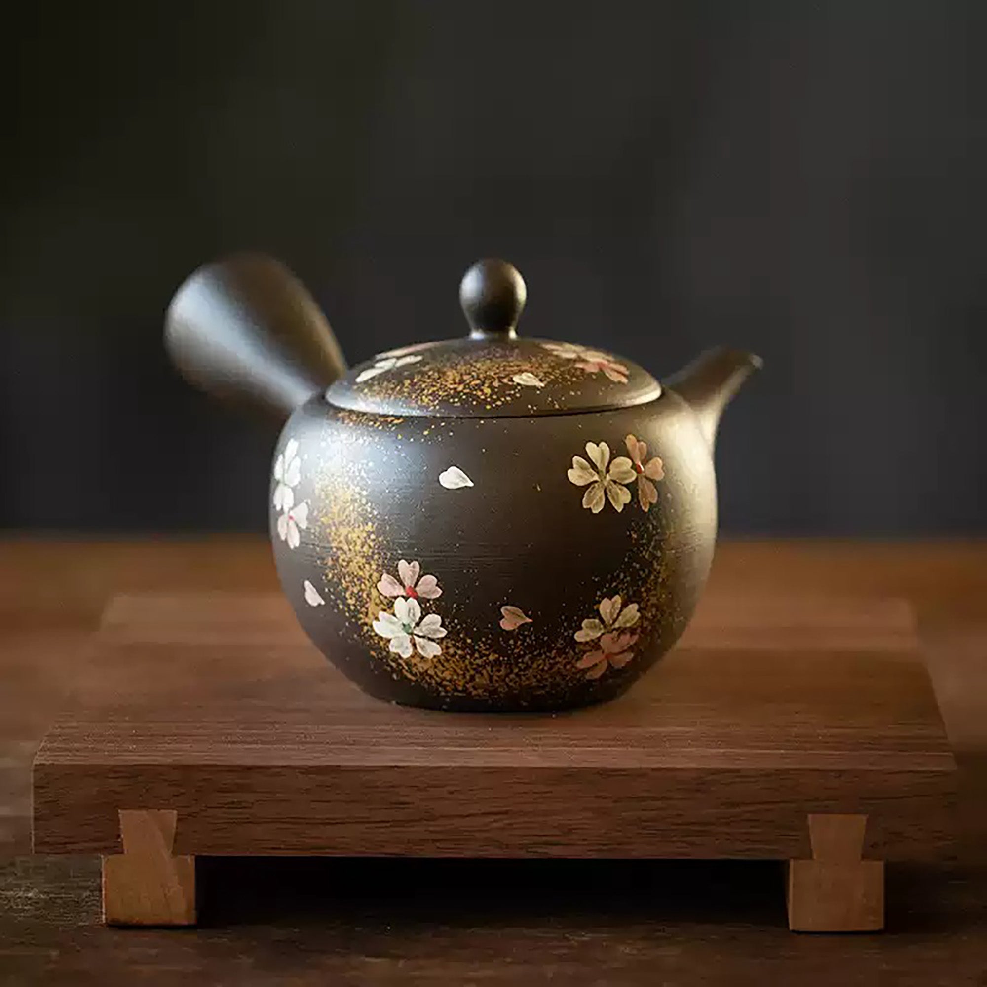 Théière kyusu latérale Tokoname-yaki décor sakura