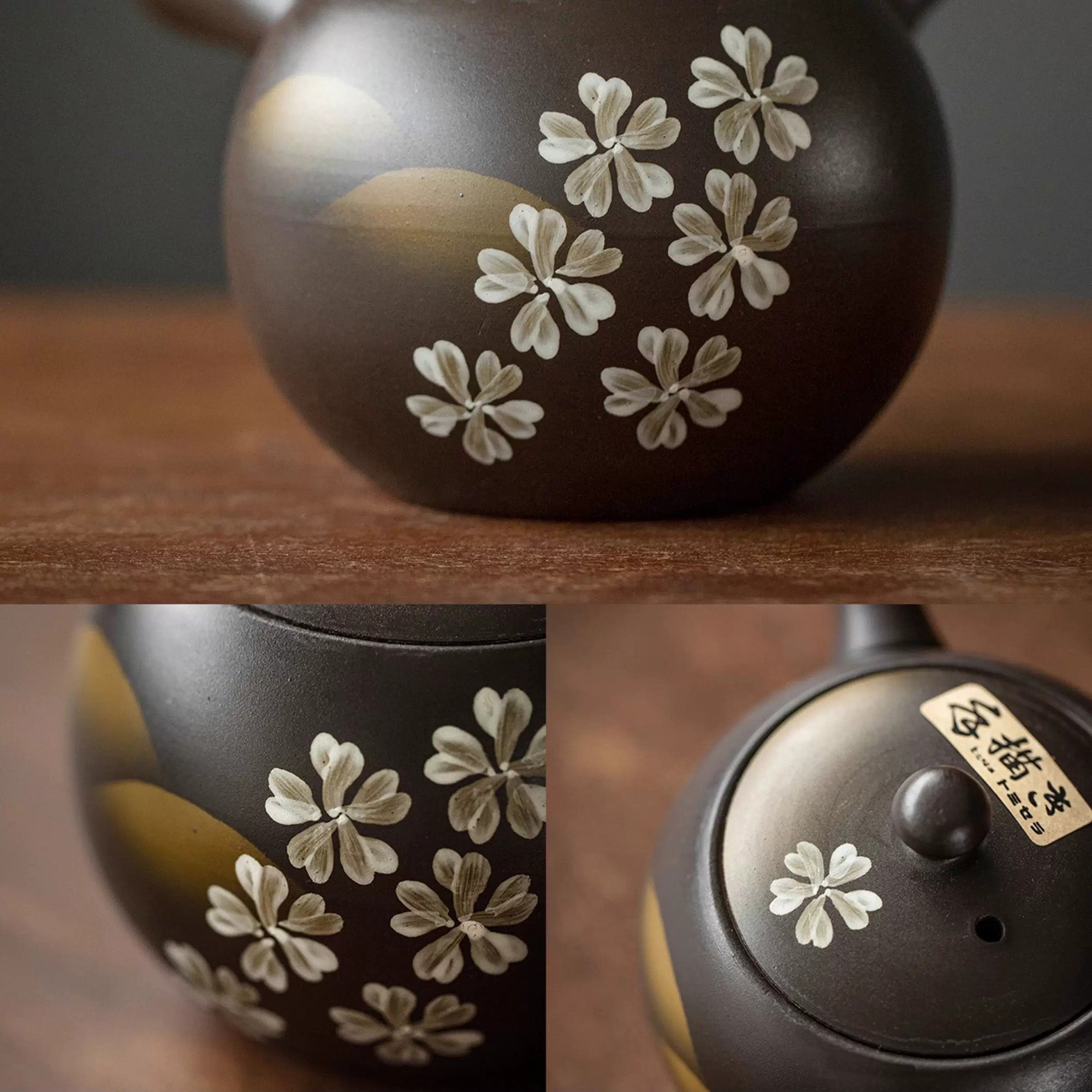 Théière kyusu latérale Tokoname-yaki décor sakura
