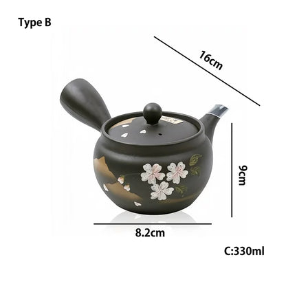 Théière kyusu latérale Tokoname-yaki décor sakura